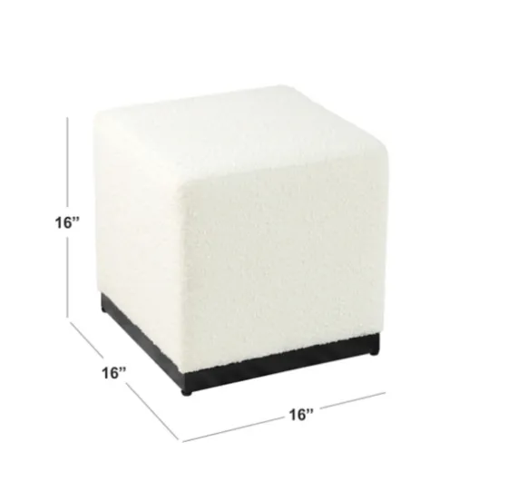 Cream Sherpa Boucle Cube Ottoman-Kirkland's Home Clearance