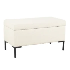 Cream Sherpa Boucle Storage Bench-Kirkland's Home Flash Sale
