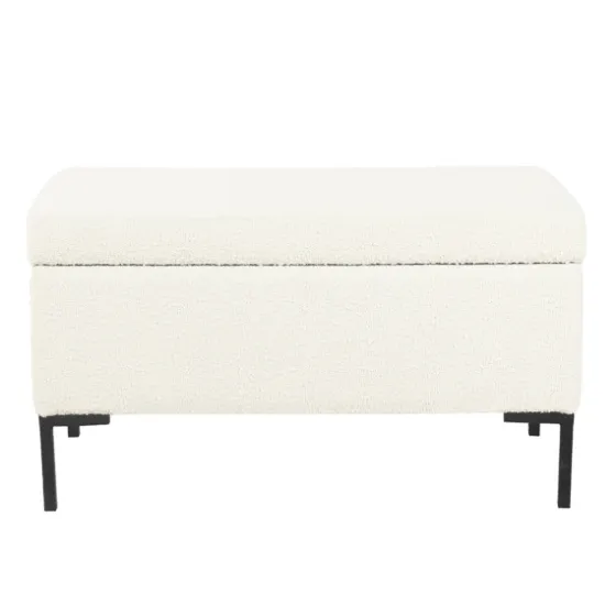 Cream Sherpa Boucle Storage Bench-Kirkland's Home Flash Sale