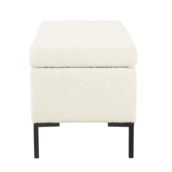 Cream Sherpa Boucle Storage Bench-Kirkland's Home Flash Sale