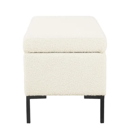 Cream Sherpa Boucle Storage Bench-Kirkland's Home Flash Sale