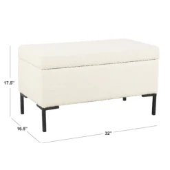 Cream Sherpa Boucle Storage Bench-Kirkland's Home Flash Sale