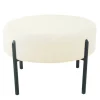 Cream Sherpa Upholstered Metal Ottoman-Kirkland's Home Clearance