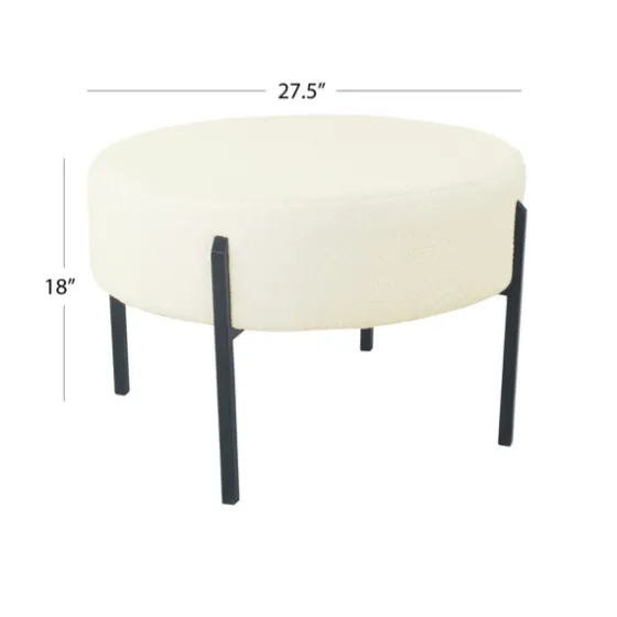 Cream Sherpa Upholstered Metal Ottoman-Kirkland's Home Clearance