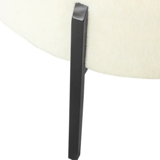 Cream Sherpa Upholstered Metal Ottoman-Kirkland's Home Clearance