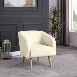 Cream Sherpa Upholstered Barrel Accent Chair-Kirkland's Home Fashion
