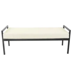 Cream Sherpa Upholstered Metal Bench-Kirkland's Home Cheap