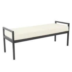 Cream Sherpa Upholstered Metal Bench-Kirkland's Home Cheap