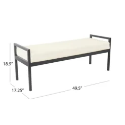 Cream Sherpa Upholstered Metal Bench-Kirkland's Home Cheap