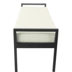 Cream Sherpa Upholstered Metal Bench-Kirkland's Home Cheap