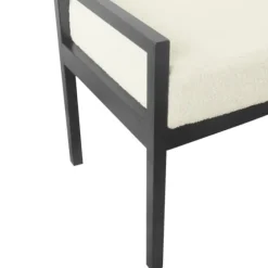 Cream Sherpa Upholstered Metal Bench-Kirkland's Home Cheap