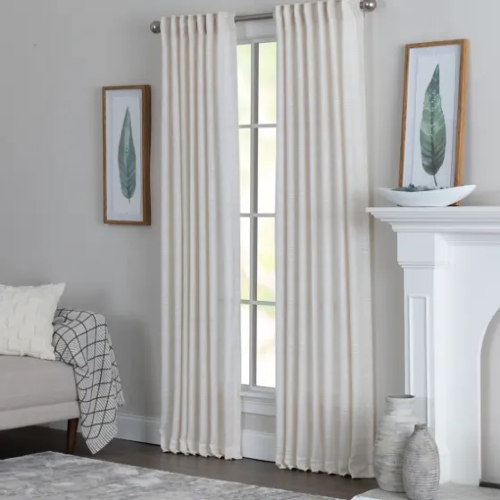 Cream Solid Pleated Single Curtain Panel, 84 In.-Kirkland's Home Discount