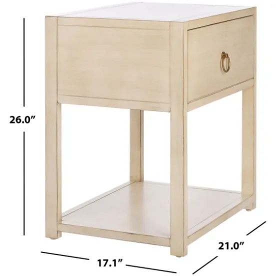 Cream Square Wood Nightstand-Kirkland's Home New