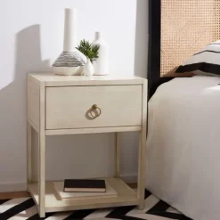 Cream Square Wood Nightstand-Kirkland's Home New