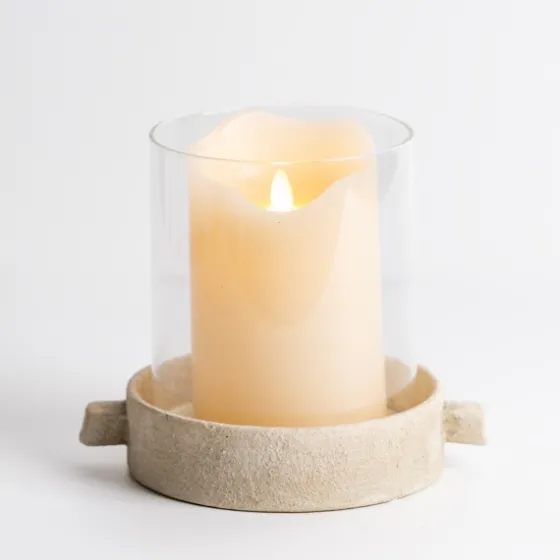 Cream Textured Base Hurricane, 7 In.-Kirkland's Home Discount