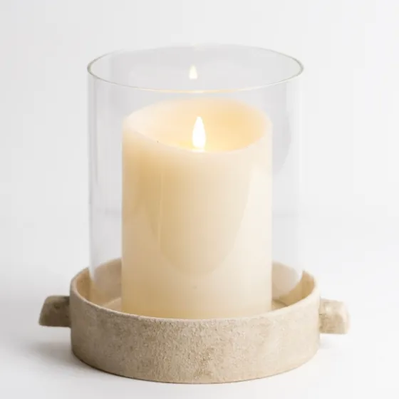 Cream Textured Base Hurricane, 9 In.-Kirkland's Home Cheap