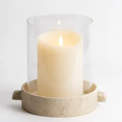 Cream Textured Base Hurricane, 9 In.-Kirkland's Home Clearance