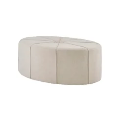 Cream Thick Welting Center Button Oval Ottoman-Kirkland's Home Fashion