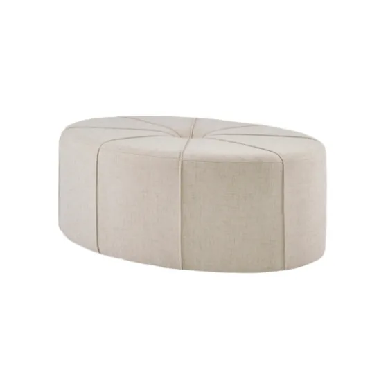 Cream Thick Welting Center Button Oval Ottoman-Kirkland's Home Fashion