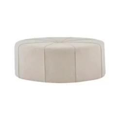 Cream Thick Welting Center Button Oval Ottoman-Kirkland's Home Fashion