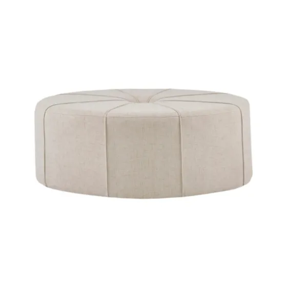 Cream Thick Welting Center Button Oval Ottoman-Kirkland's Home Fashion