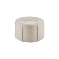 Cream Thick Welting Center Button Oval Ottoman-Kirkland's Home Fashion
