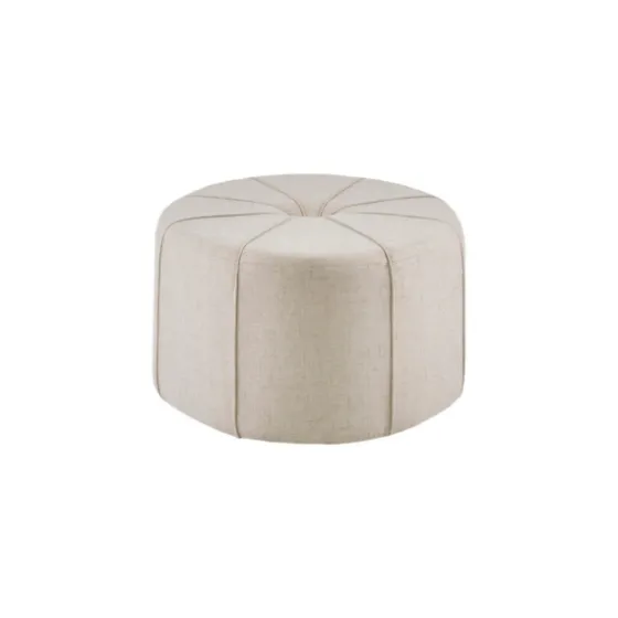 Cream Thick Welting Center Button Oval Ottoman-Kirkland's Home Fashion