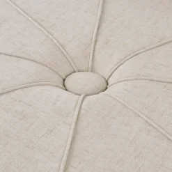 Cream Thick Welting Center Button Oval Ottoman-Kirkland's Home Fashion