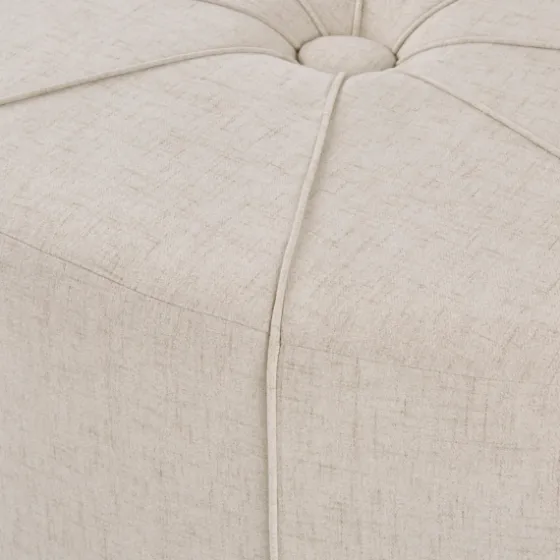 Cream Thick Welting Center Button Oval Ottoman-Kirkland's Home Fashion