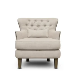 Cream Tufted Armchair With Lumbar Pillow-Kirkland's Home New