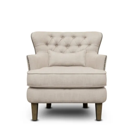 Cream Tufted Armchair With Lumbar Pillow-Kirkland's Home New