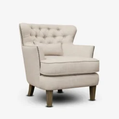 Cream Tufted Armchair With Lumbar Pillow-Kirkland's Home New