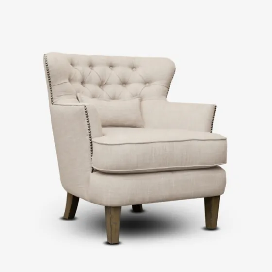 Cream Tufted Armchair With Lumbar Pillow-Kirkland's Home New