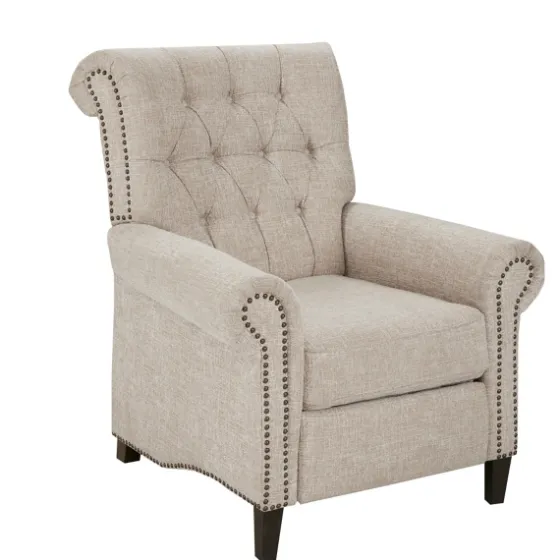 Cream Tufted Back Nailhead Trim Recliner Armchair-Kirkland's Home Best