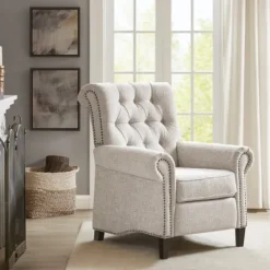 Cream Tufted Back Nailhead Trim Recliner Armchair-Kirkland's Home Best