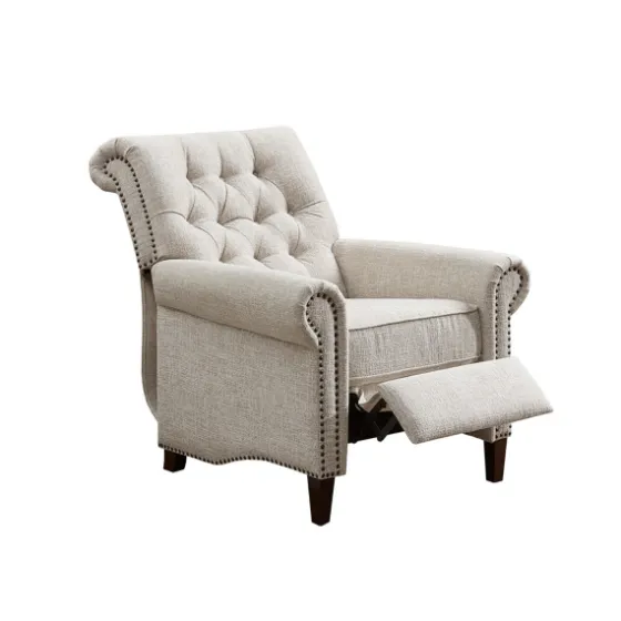 Cream Tufted Back Nailhead Trim Recliner Armchair-Kirkland's Home Best