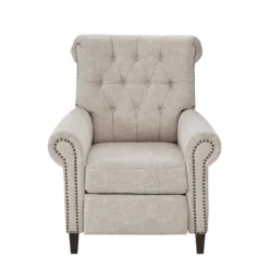 Cream Tufted Back Nailhead Trim Recliner Armchair-Kirkland's Home Best