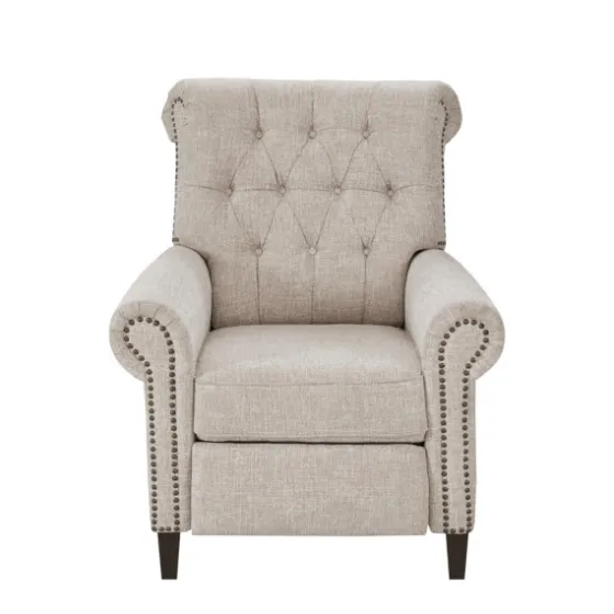Cream Tufted Back Nailhead Trim Recliner Armchair-Kirkland's Home Best
