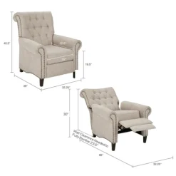 Cream Tufted Back Nailhead Trim Recliner Armchair-Kirkland's Home Best
