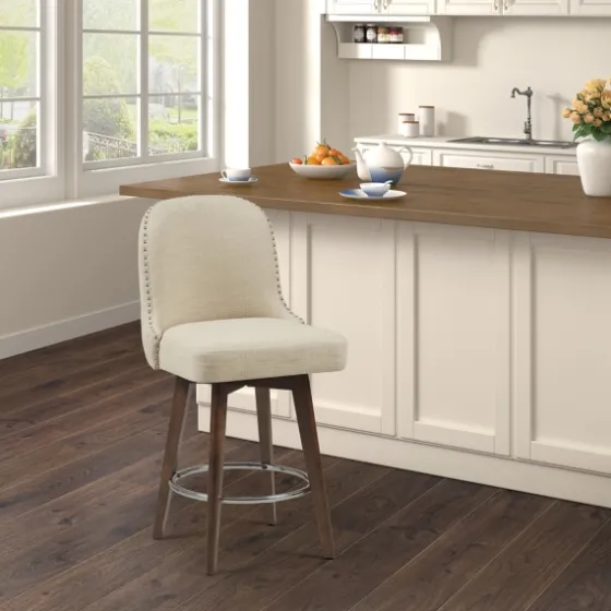 Cream Tufted Back Swivel Counter Stool-Kirkland's Home Fashion