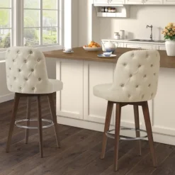 Cream Tufted Back Swivel Counter Stool-Kirkland's Home Fashion