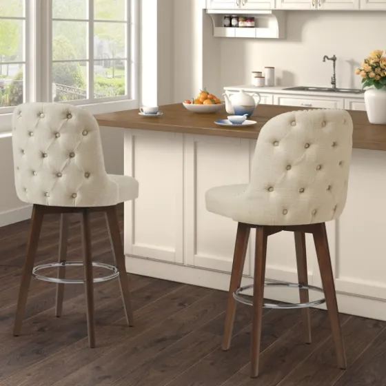 Cream Tufted Back Swivel Counter Stool-Kirkland's Home Fashion