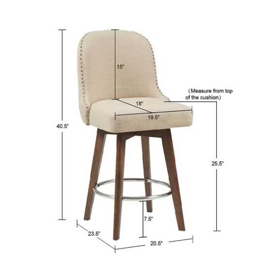 Cream Tufted Back Swivel Counter Stool-Kirkland's Home Fashion