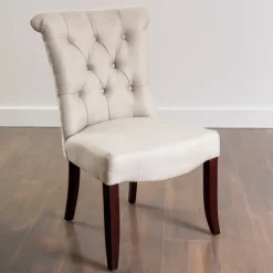 Cream Tufted Dining Chair With Rolled Back-Kirkland's Home Online