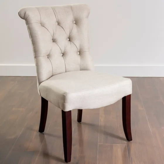 Cream Tufted Dining Chair With Rolled Back-Kirkland's Home Online
