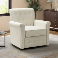 Cream Tufted Swivel Accent Chair-Kirkland's Home Best Sale