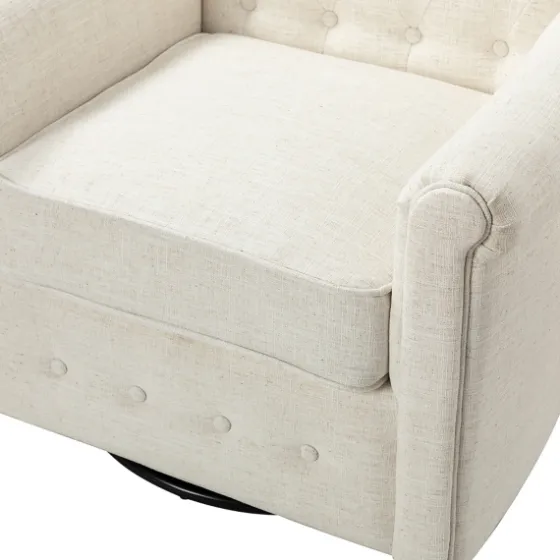 Cream Tufted Swivel Accent Chair-Kirkland's Home Best Sale