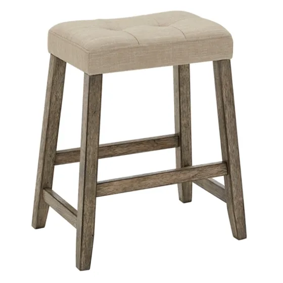 Cream Tufted Upholstered Counter Stools, Set Of 3-Kirkland's Home Flash Sale