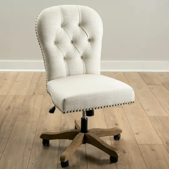 Cream Tufted With Nailhead Trim Office Chair-Kirkland's Home Discount