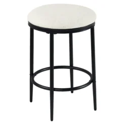 Cream Upholstered Metal Counter Stool-Kirkland's Home Outlet